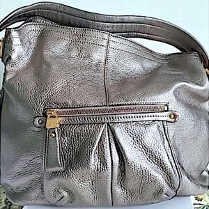 B. Makowsky Leather Bag in Pewter w/dust bag